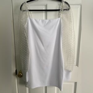 Lucy in the Sky, white bodycon dress